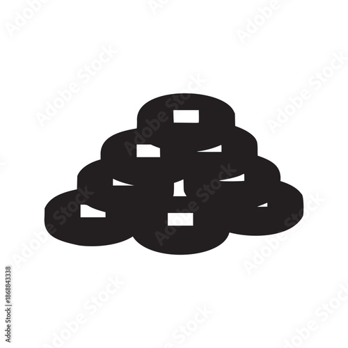 Stack of traditional Chinese yuan coins vector illustration, flat design