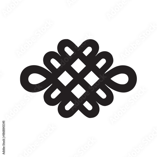Chinese Knot Lucky Symbol Vector Illustration, Traditional Good Fortune Art