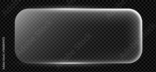 Glass frame text box with light and 3d bg for neon liquid effect. Magic glitch glow icon on glossy background by hud screen or infographic technology. Abstract digital futuristic design.