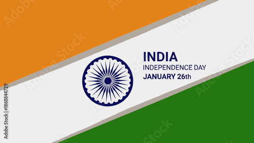 Indian Independence Day celebration illustration with flag and Ashoka Chakra symbol