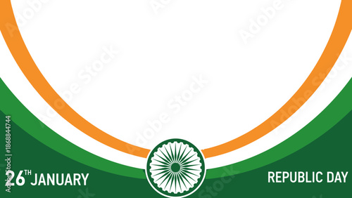 Celebration of Republic Day on 26th January with Indian flag colors and Ashoka Chakra symbol