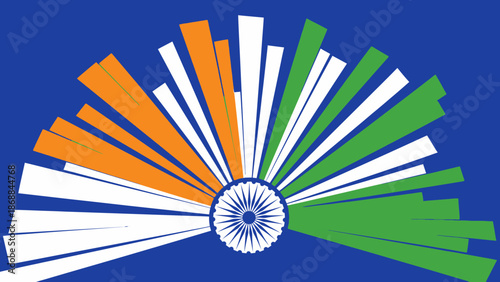 Indian flag illustration with vibrant colors and Ashoka Chakra in the center