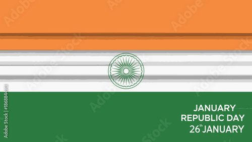 Indian Republic Day Celebration on January 26th with Tricolor Flag