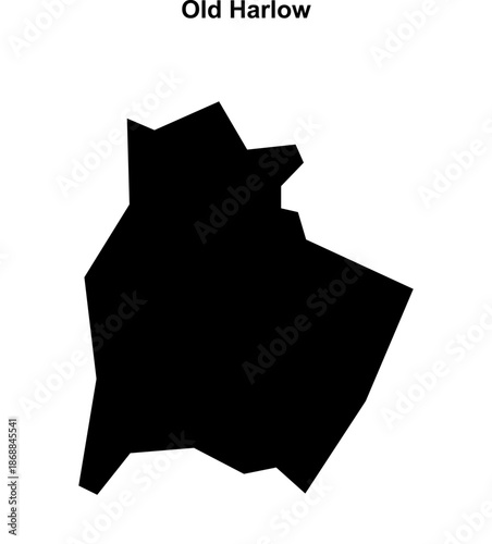 Old Harlow (England) blank outline map