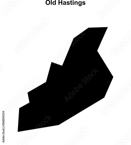 Old Hastings (England) blank outline map