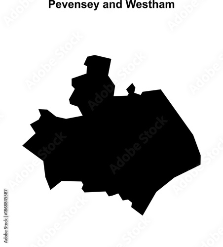 Pevensey and Westham (England) blank outline map