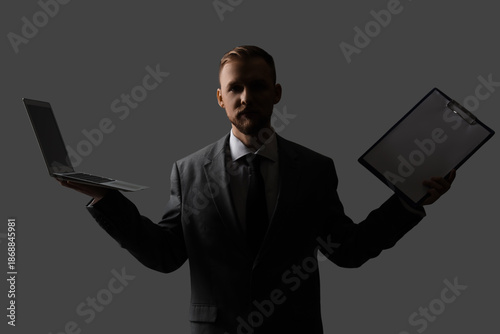 Silhouette of businessman w...