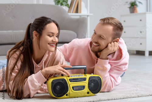 Young couple with boombox l...