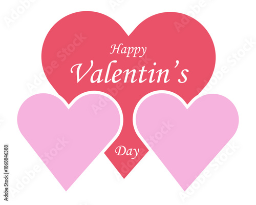 Pink and Red Triple Heart Valentine's Day Greeting Card Template with Customizable Space