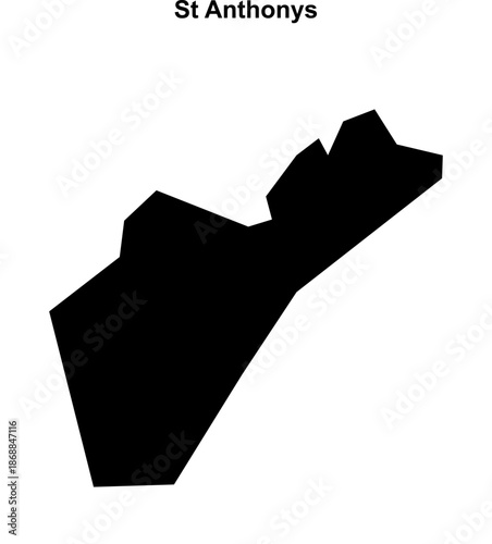 St Anthonys (England) blank outline map
