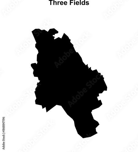Three Fields (England) blank outline map