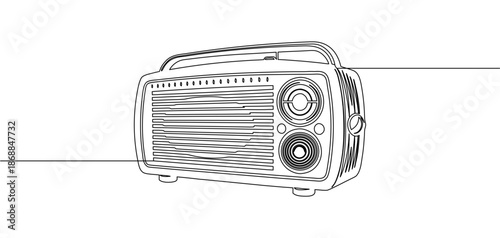 Vector illustration of an antique radio in line art style