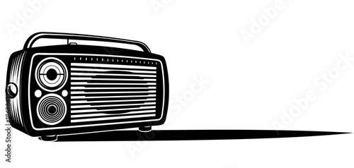 Antique radio silhouette vector illustration