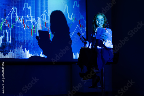 Female business speaker wit...