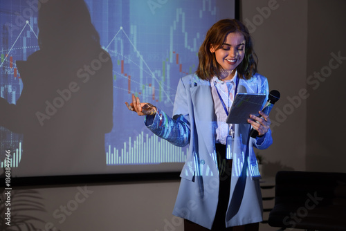 Female business speaker wit...