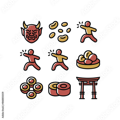 Traditional Setsubun Celebration Duo-Tone Icons