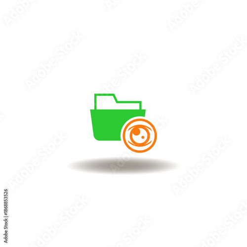 Vector illustration of directory and eye sign. Symbol of data tech development. Icon of antivirus software.