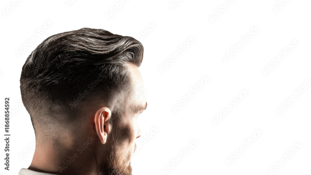 Obraz premium Man with trendy haircut, side view
