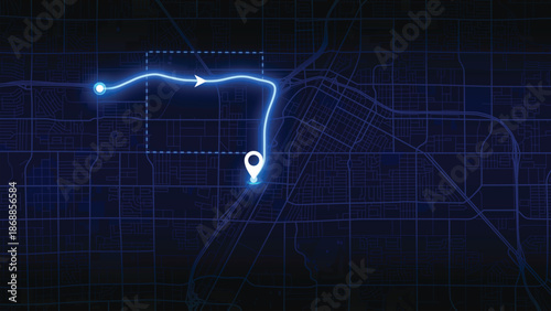 Abstract Blue Las Vegas City Map Vector with Urban Street Network