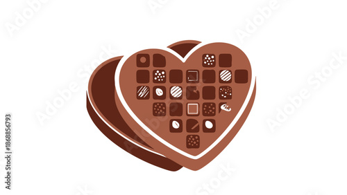 Chocolate Heart Box with Assorted Treats and White Decorations