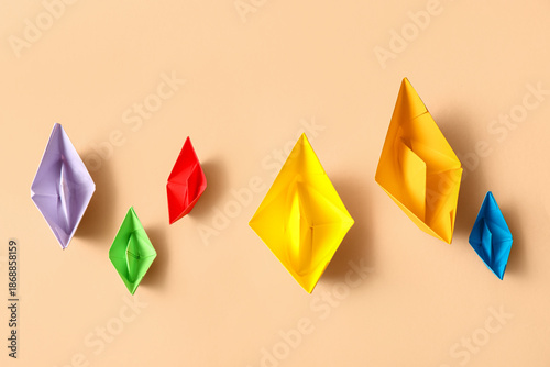 Colorful origami paper boat...