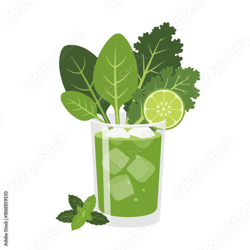 Green Detox Juice Vector Illustration