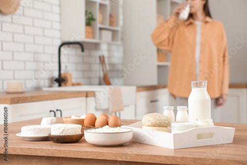 Different dairy products on...