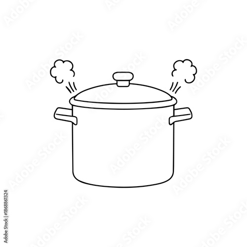 steaming pan line logo vector icon on a white background
Vector line logo icon