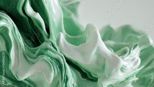 Wallpaper Mural Abstract waves of green and white. Torontodigital.ca