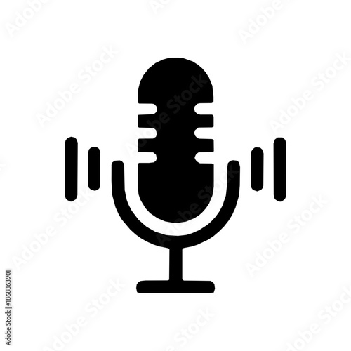 Voice recognition vocal biometric authentication solid glyph icon (vector)