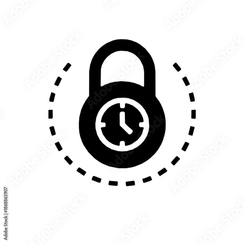 TOTP time-based one-time password solid glyph icon (vector)