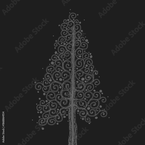 Stylised pine tree illustration; floral conifer icon
