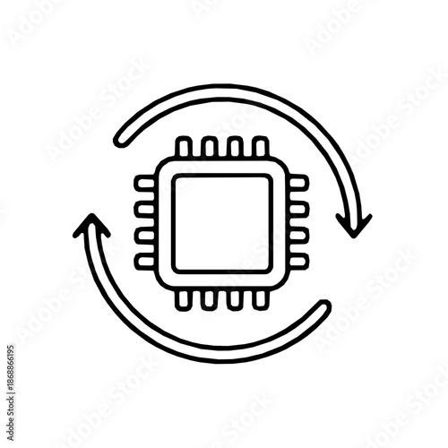 Semiconductor Firmware Update and Maintenance Single-Stroke Icon