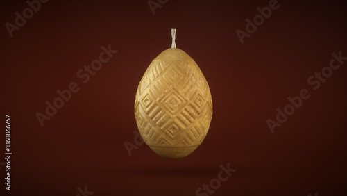 Photos Wax Easter Egg Candle with Geometric Carved Pattern  3D Render