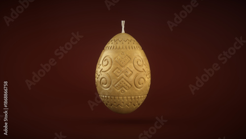 Fotografi 3D Golden Carved Wax Egg Ornament