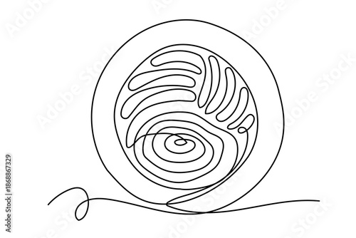 Line Art Pasta Spaghettis Plate Food Illustration. One Continuous Outline Wavy Contour Drawing. Stroke Modern Doodle Food Symbol Icon. Cafe Menu Card Invitation Sketch Contour Design Element