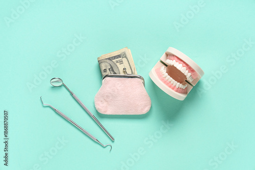Wallet with money, dentist'...