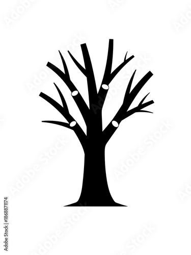 Silhouette icon of pruned cherry tree for cherry tree pruning concept illustrations and garden care visuals