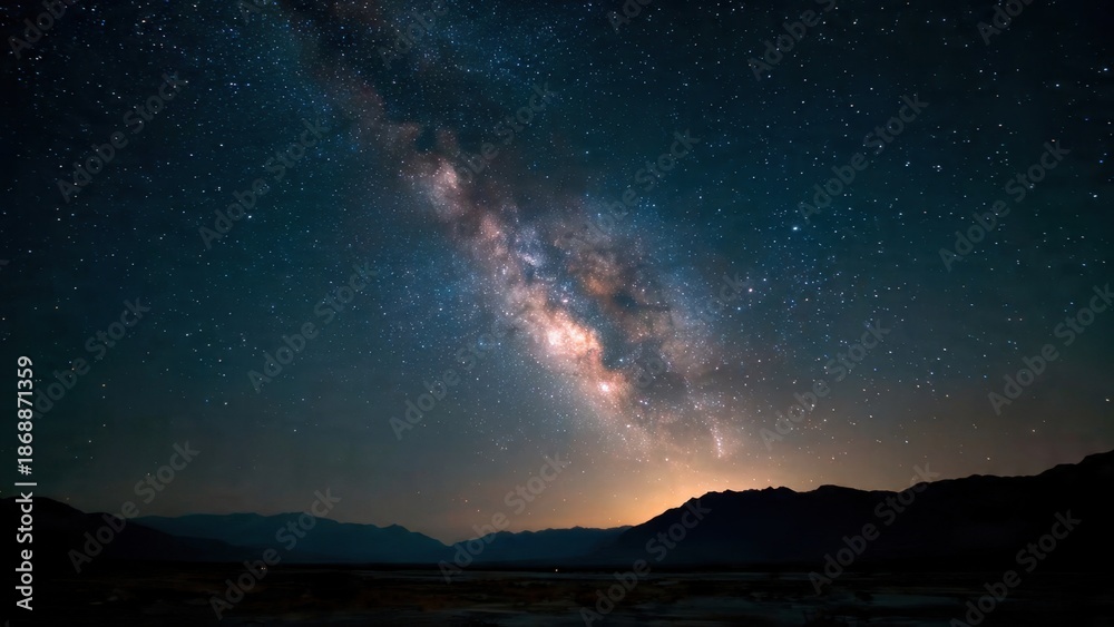 Fototapeta premium Milky Way Galaxy over mountains at night
