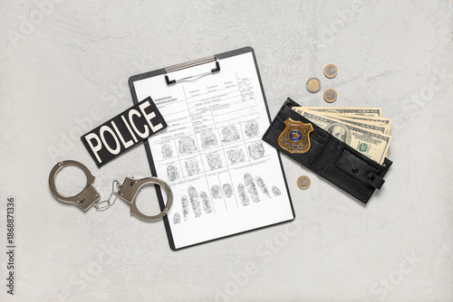 Wallet with money and polic...