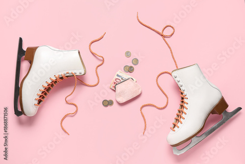 Wallet with money and ice s...