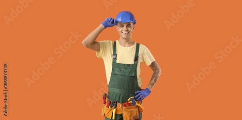 Young male electrician on o...