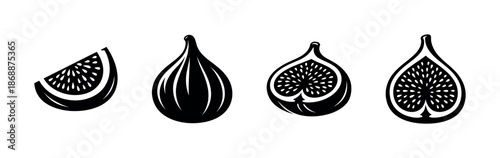 Fruit vector icons set. fresh fig symbols for healthy food design