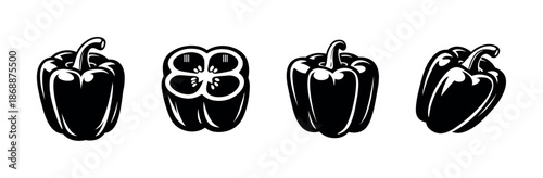 Vegetable vector icons set. food and bell pepper graphics for digital projects