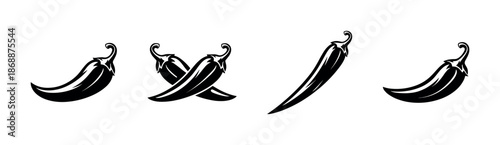 Food and spice vector icons set. culinary and pepper symbol graphics