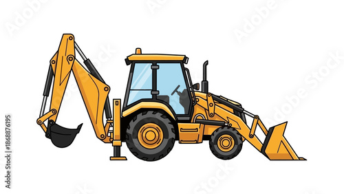 Yellow Backhoe Loader Heavy Machinery Equipment.