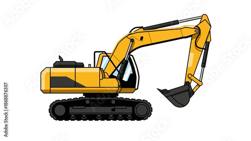 Yellow Excavator Machine Heavy Equipment.