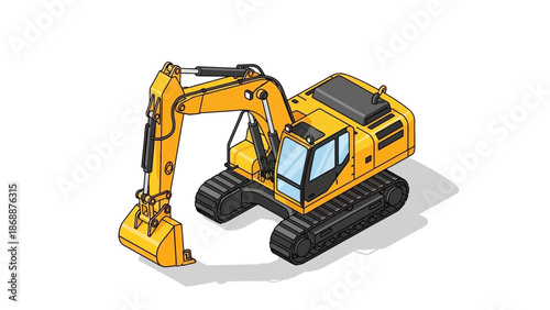 Yellow Excavator Machine Heavy Equipment.