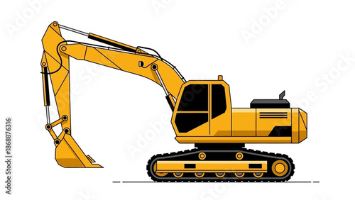 Yellow Excavator Machine Heavy Equipment.