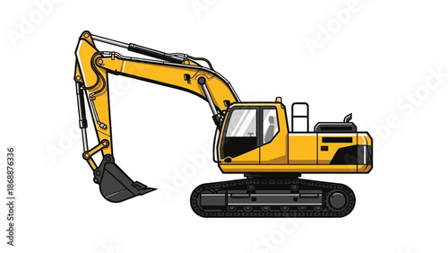 Yellow Excavator Machine Heavy Equipment.